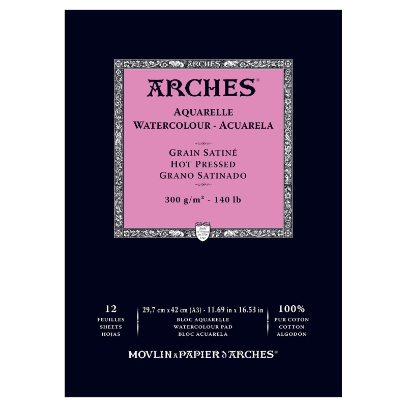 Bloc Arches Aquarelle 300 g/m² — Grain satiné