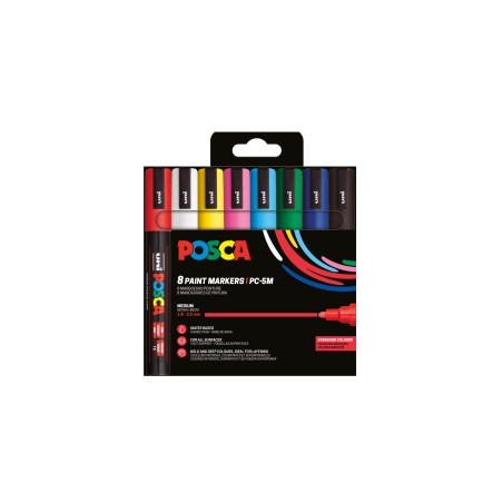 Assortiment POSCA PC-5M — 8 couleurs classiques