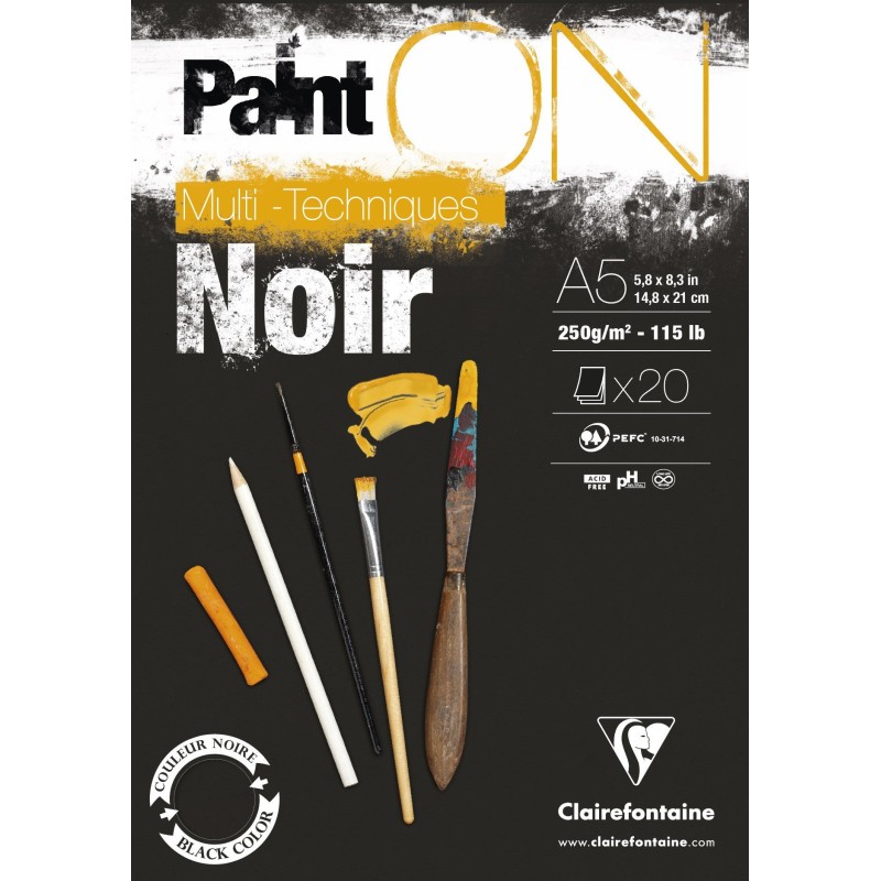 Bloc Paint’On noir 250 g/m² — Clairefontaine