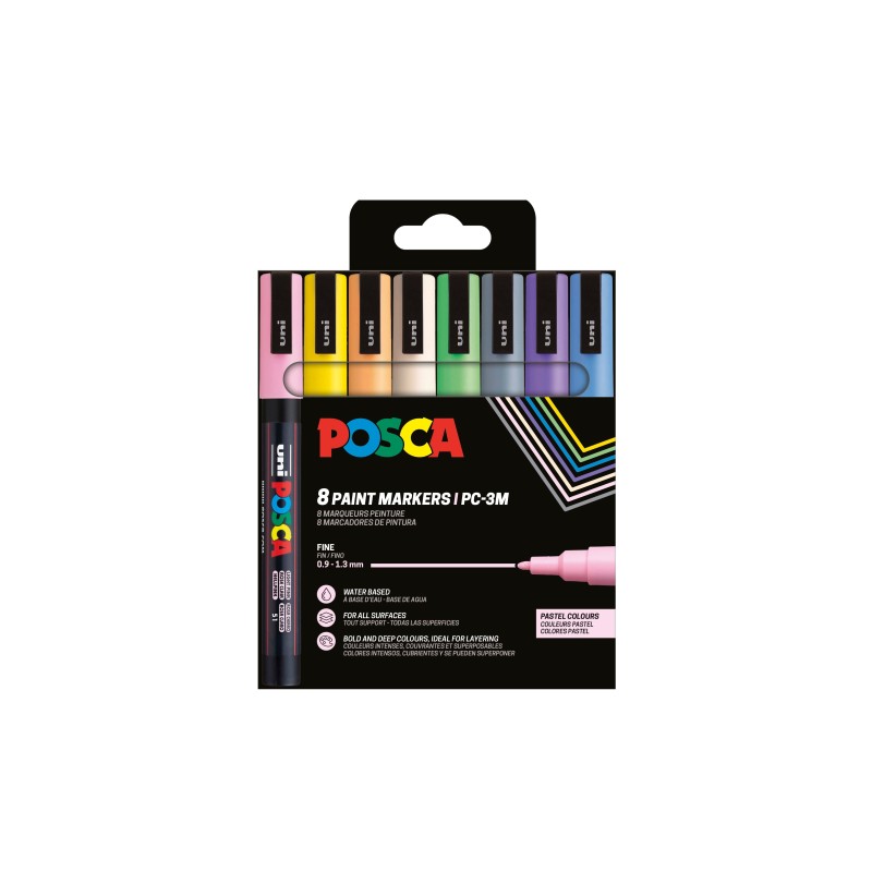 Étui de 8 POSCA PC-3M — couleurs pastel